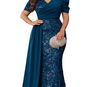 Chic Teal Dress with Sequin Detail